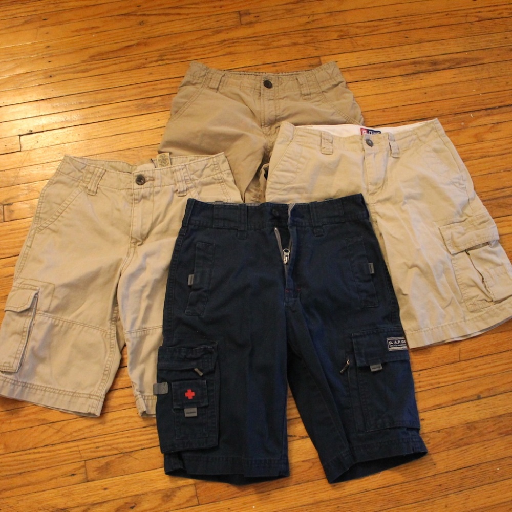 Size 10 Bundle (4) Boys Cargo Shorts, Khaki & Blue
